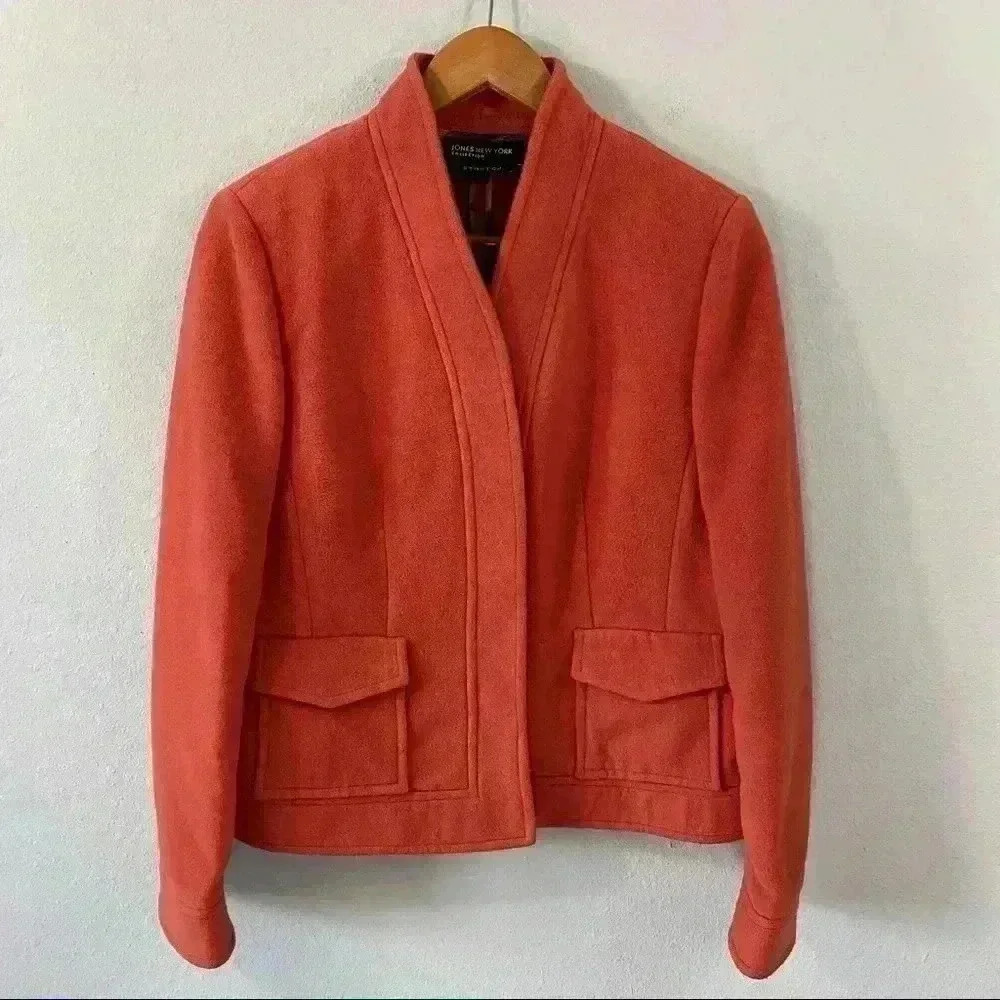 Jones New York stretch orange jacket with pockets